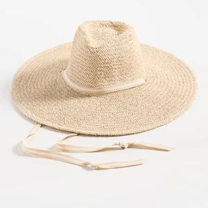 NWT Hat Attack Elle Chinstrap Straw Sunhat in Natural/Stripe with UPF 50+